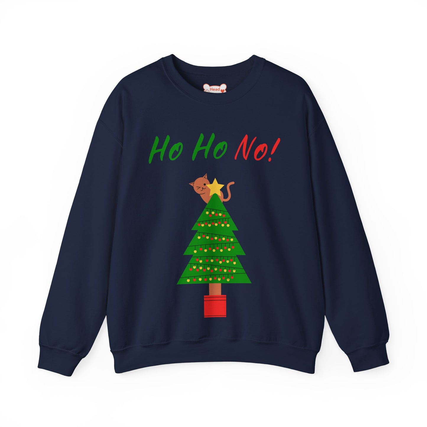 "Ho Ho No!" Funny Christmas Cat Crewneck