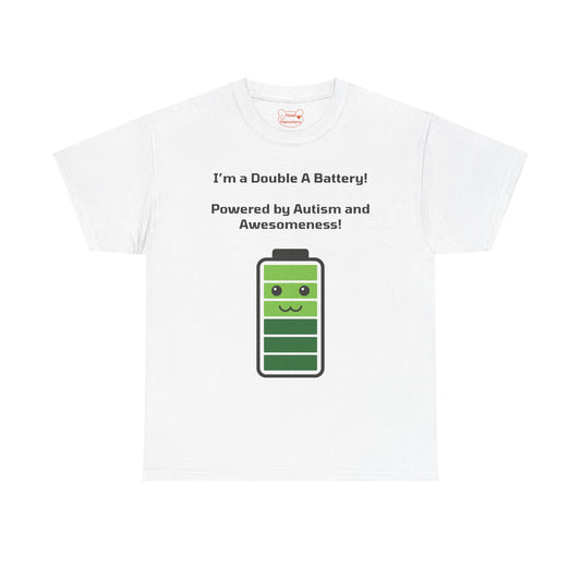 Double A Battery: Autism and Awesomeness - Unisex Cotton T-Shirt