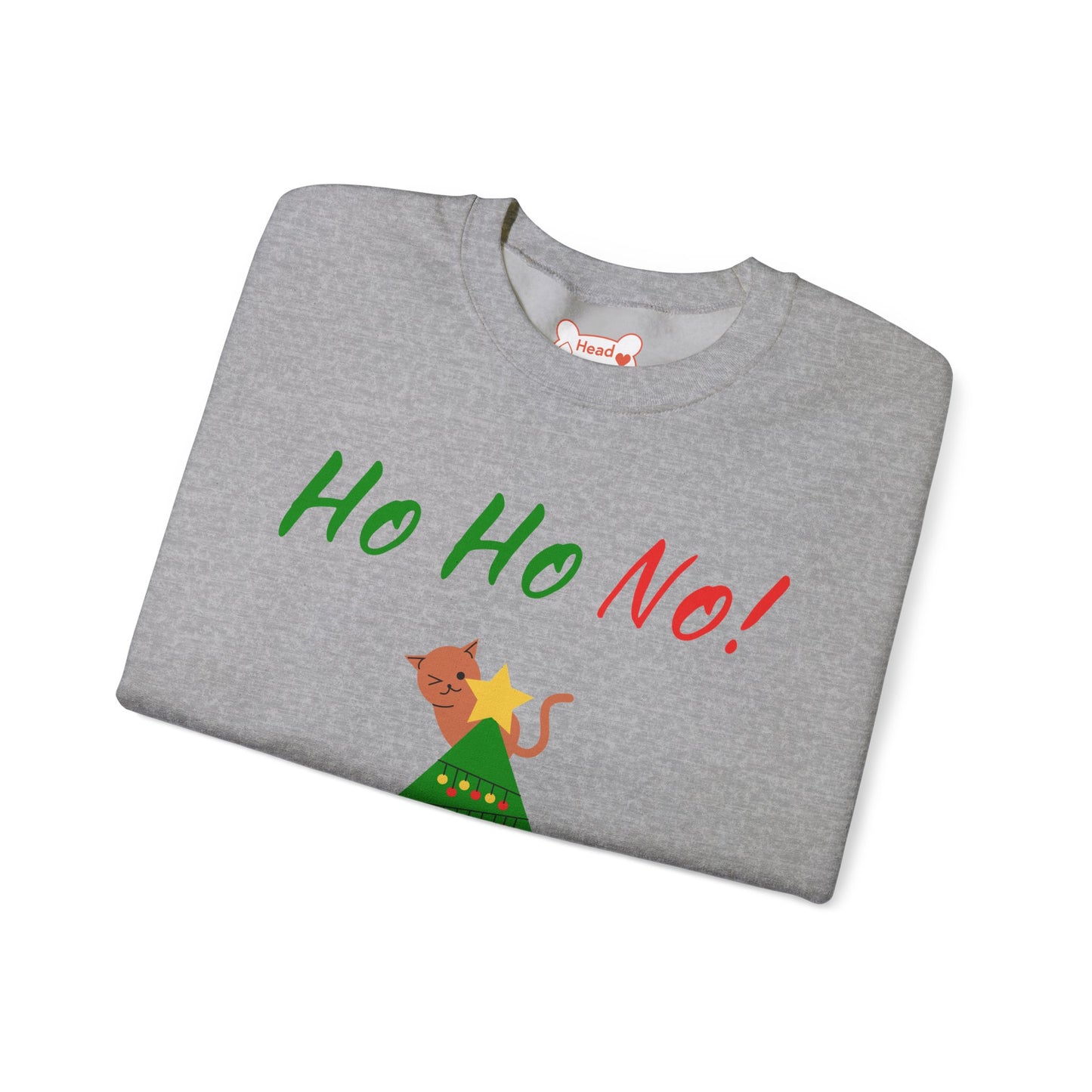 "Ho Ho No!" Funny Christmas Cat Crewneck