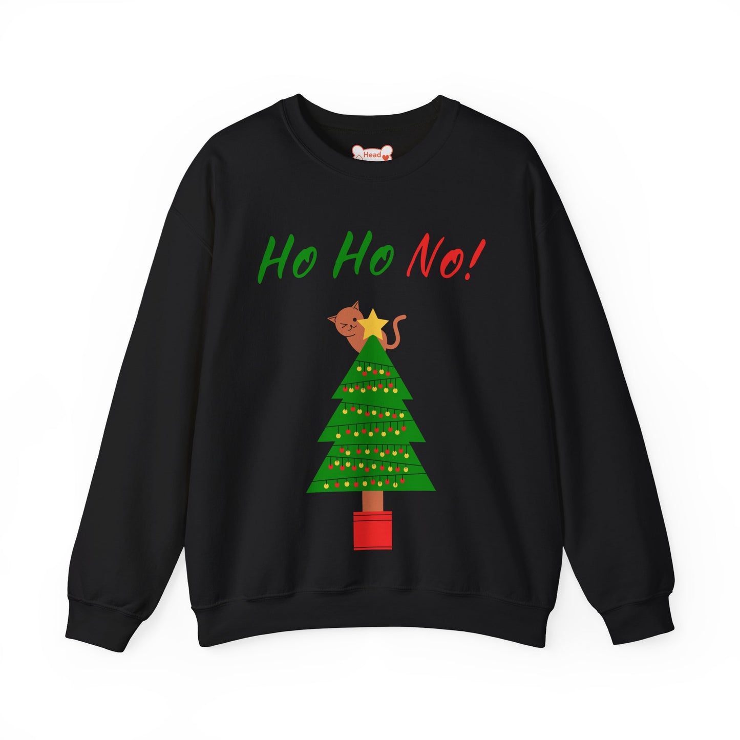 "Ho Ho No!" Funny Christmas Cat Crewneck