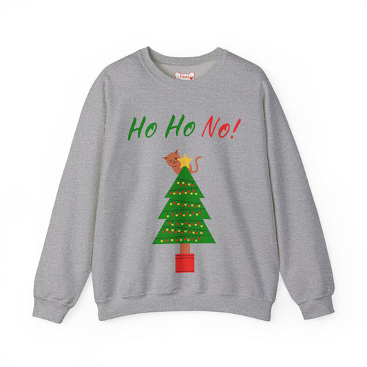 "Ho Ho No!" Funny Christmas Cat Crewneck