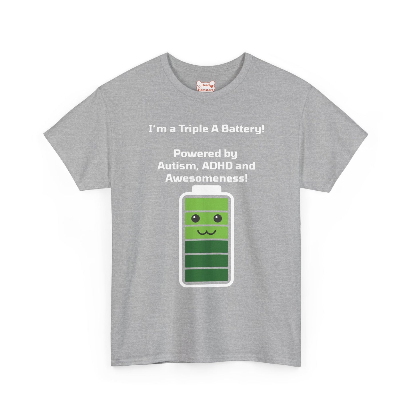 Triple A Battery: Autism, ADHD and Awesomeness - Unisex Cotton T-Shirt