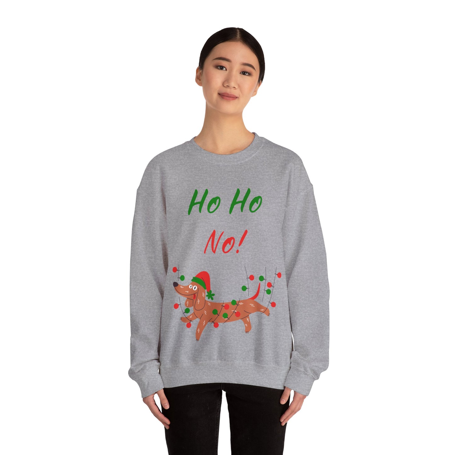 "Ho Ho No!" Funny Christmas Dog Crewneck
