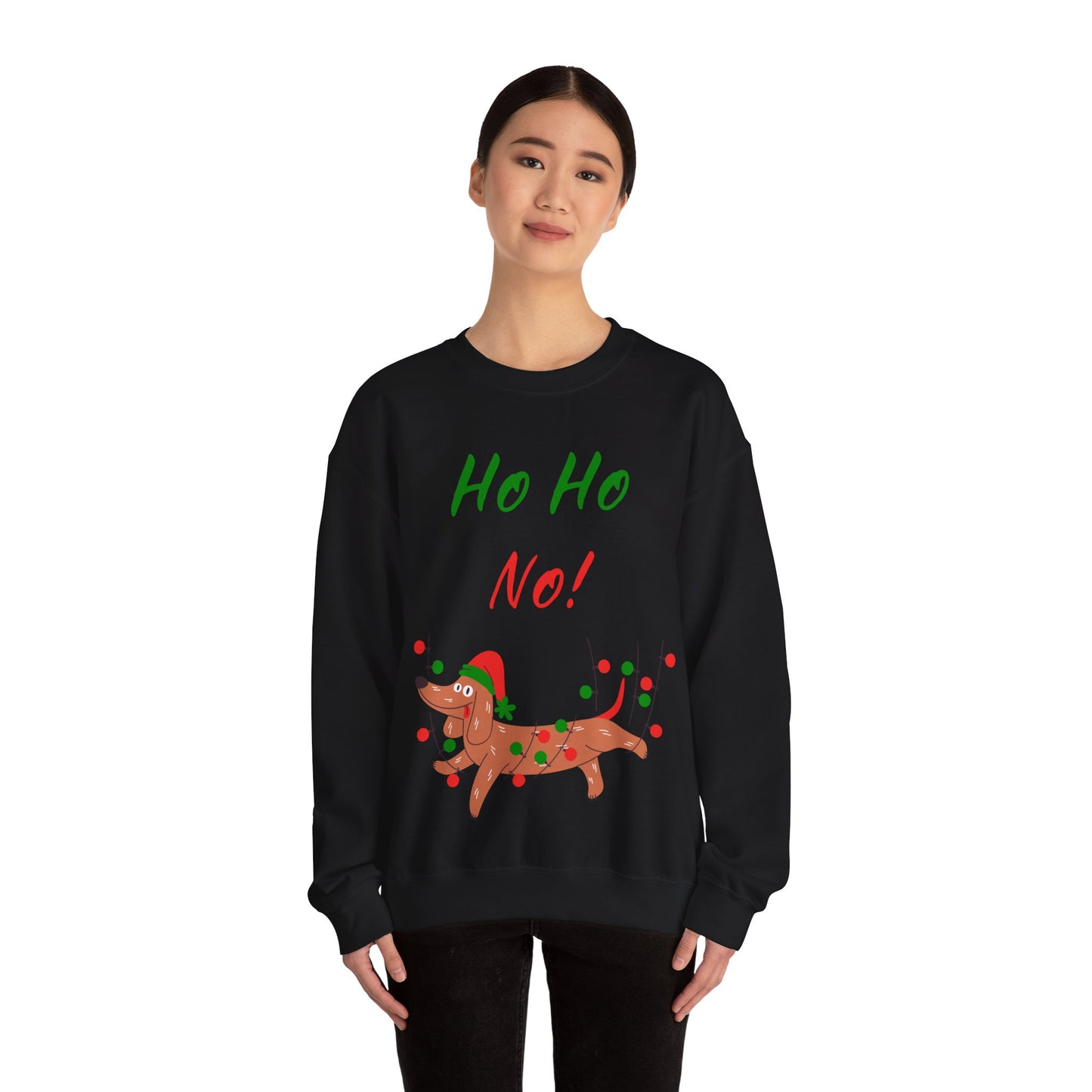 "Ho Ho No!" Funny Christmas Dog Crewneck