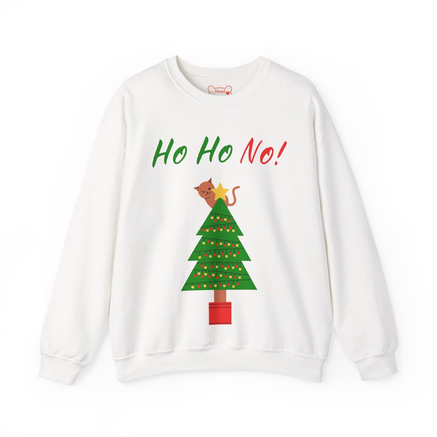 "Ho Ho No!" Funny Christmas Cat Crewneck